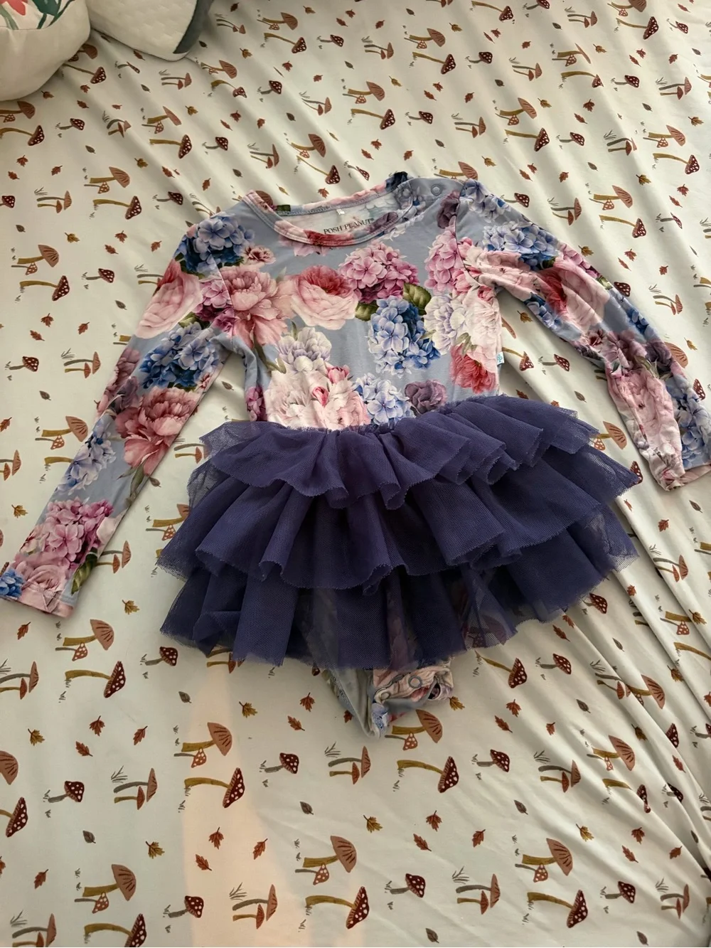 POSH PEANUT LONG SLEEVE GIRLS TULLE SKIRT BODYSUIT DRESS IN ANNIE